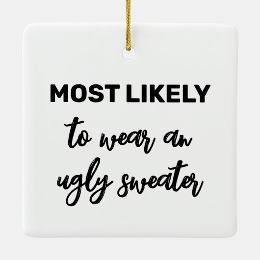 醜いセーターを衣服する可能性が高い セラミックオーナメント (裏面)