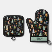 醜いセーターウッドランド動物 鍋つかみ&鍋敷きセット (正面)