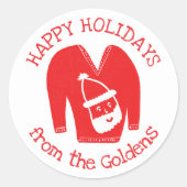 醜いセーターカスタムホリデークリスマス ラウンドシール (正面)