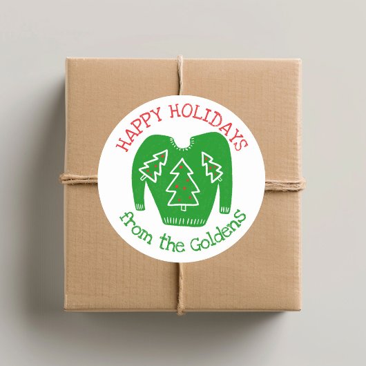 醜いセーターカスタムホリデークリスマス ラウンドシール