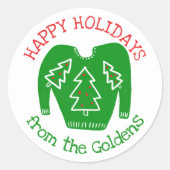 醜いセーターカスタムホリデークリスマス ラウンドシール (正面)