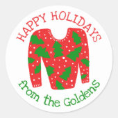 醜いセーターカスタムホリデークリスマス ラウンドシール (正面)