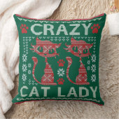 醜いセーターキャットレディーピロークリスマスエクスチェンジ クッション (ブランケット)