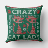 醜いセーターキャットレディーピロークリスマスエクスチェンジ クッション (裏面)
