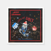 醜いセーターキャット&マウスホリデイ スタンダードカクテルナプキン (正面)