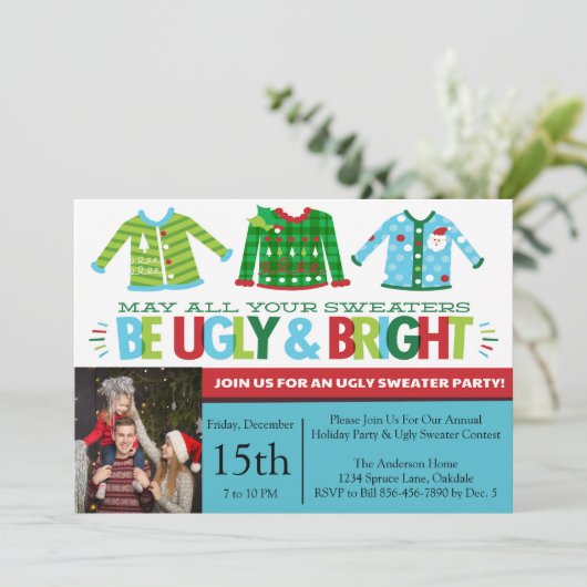 醜いセータークリスマスお祝いパーティー 招待状 (スタンド正面)