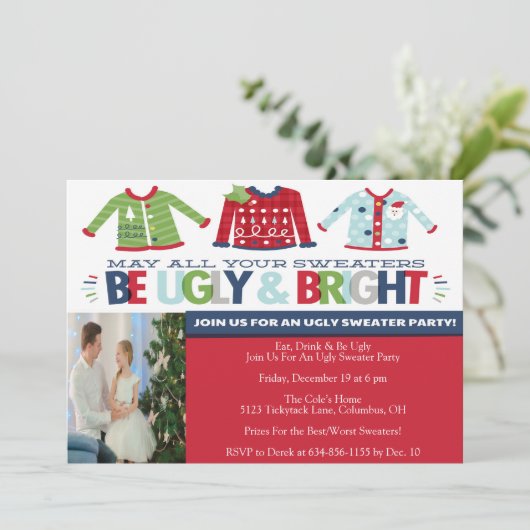 醜いセータークリスマスお祝いパーティー 招待状 (スタンド正面)