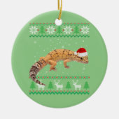 醜いセータークリスマスアニマルズサンタヒョウゲッコ セラミックオーナメント (正面)