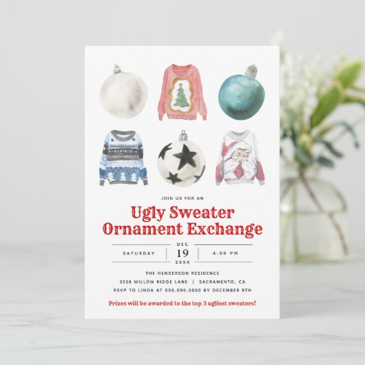 醜いセータークリスマスオーナメント交換パーティー 招待状 (スタンド正面)