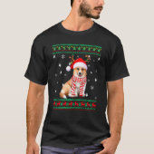 醜いセータークリスマスコルギドッグサンタトナカイ Tシャツ (正面)