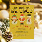 醜いセータークリスマスサンタ雪だるま刺繍 招待状