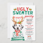 醜いセータークリスマスダルマティアンドッグホリデーパーティー 招待状 (正面)