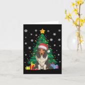 醜いセータークリスマスツリーのライトひげ付きコリー犬S カード (黄色い花)