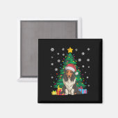 醜いセータークリスマスツリーのライトひげ付きコリー犬S マグネット (正面/裏面)