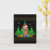 醜いセータークリスマスツリーサンタソフトコートウィーテンT カード (黄色い花)