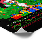 醜いセータークリスマスツリーサンタハットウィペット犬 ポスター (角)