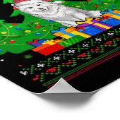 醜いセータークリスマスツリーサンタハットサモエードドッグ ポスター (角)