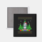 醜いセータークリスマスツリーサンタハットシベリアハス マグネット (正面/裏面)