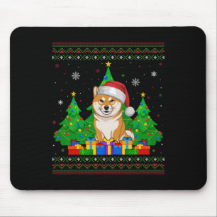 醜いセータークリスマスツリーサンタハット柴犬ド マウスパッド