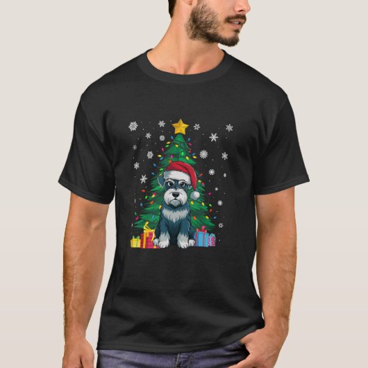 醜いセータークリスマスツリーライツシュナウツァードッグS Tシャツ (正面)