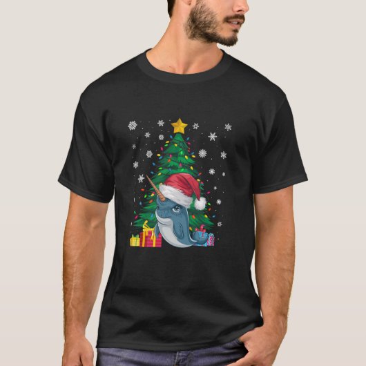 醜いセータークリスマスツリーライツナルホールサンタH Tシャツ (正面)