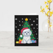 醜いセータークリスマスツリーライトマルチーズドッグサン カード (黄色い花)