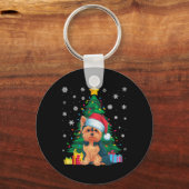 醜いセータークリスマスツリーライトヨークシャーテリアドッグサン キーホルダー (正面)