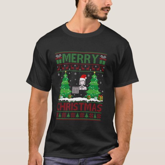 醜いセータークリスマスツリー照明イベントプランナー Tシャツ (正面)