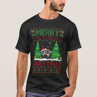 醜いセータークリスマスツリー照明ウルフ醜いXma Tシャツ
