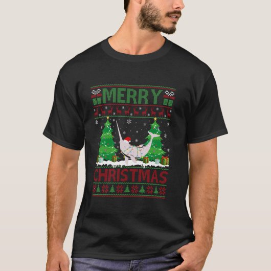 醜いセータークリスマスツリー照明ナルファール醜い Tシャツ (正面)