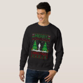 醜いセータークリスマスツリー照明ハンター醜いX スウェットシャツ (正面フル)