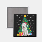 醜いセータークリスマスツリー素晴らしライトピレネー犬S マグネット (正面/裏面)