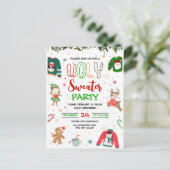 醜いセータークリスマスパーティの招待状クリスマス ポストカード (スタンド正面)