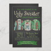 醜いセータークリスマスパーティの招待状チョーク 招待状 (正面/裏面)