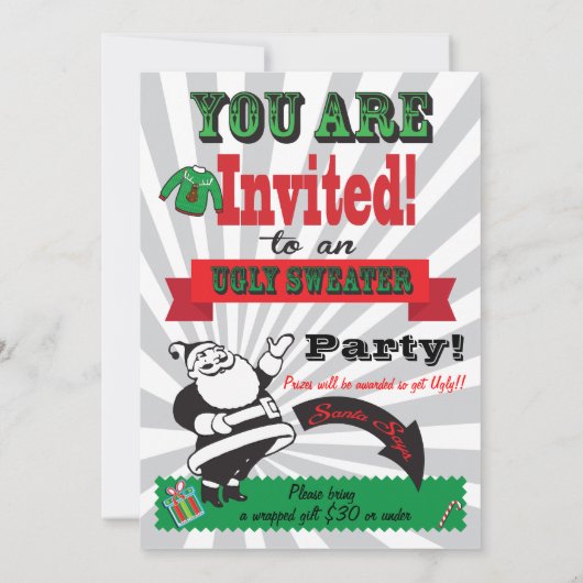 醜いセータークリスマスパーティの招待状 招待状 (裏面)