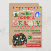 醜いセータークリスマスパーティの招待状 招待状 (正面/裏面)