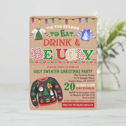 醜いセータークリスマスパーティの招待状 招待状 (スタンド正面)