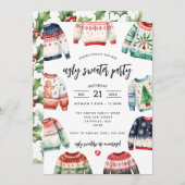 醜いセータークリスマスパーティの招待状 招待状 (正面/裏面)