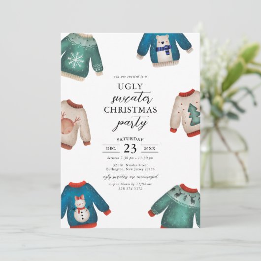 醜いセータークリスマスパーティの招待状 招待状 (スタンド正面)