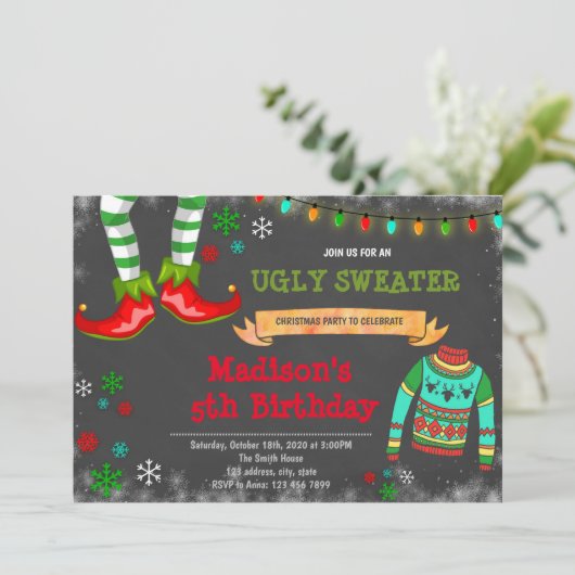 醜いセータークリスマスパーティの招待状 招待状 (スタンド正面)