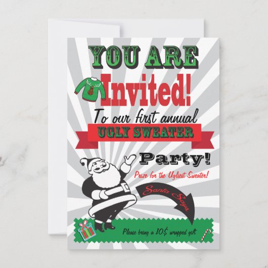 醜いセータークリスマスパーティの招待状 招待状 (裏面)