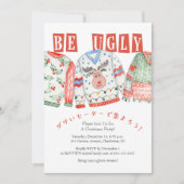 醜いセータークリスマスパーティーお洒落トナカイ 招待状 (正面)