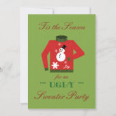 醜いセータークリスマスパーティーと雪だるま汗 招待状 (正面)