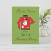 醜いセータークリスマスパーティーと雪だるま汗 招待状 (スタンド正面)