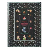 醜いセータークリスマスパーティーアニマルズブラックティール(緑がかった色) テーブルクロス (正面)