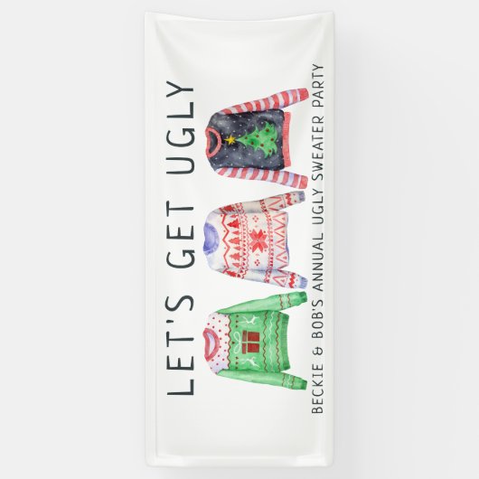 醜いセータークリスマスパーティーウェルカムバナー 横断幕 (縦)