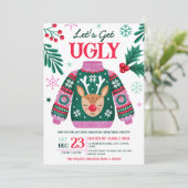 醜いセータークリスマスパーティートナカイとホリー 招待状 (スタンド正面)