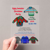 醜いセータークリスマスパーティーフィルター色 アクリル招待状 (インサイチュ (ポータブル))