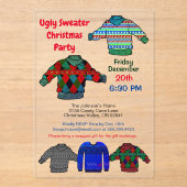 醜いセータークリスマスパーティーフィルター色 アクリル招待状 (正面)