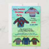 醜いセータークリスマスパーティーフィルター色 招待状 (正面)